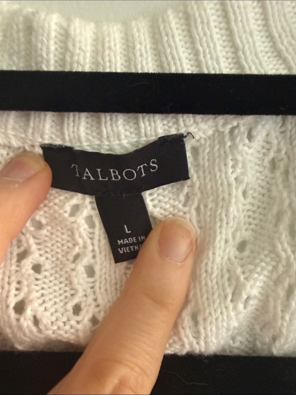 Talbots White Ribbed Eyelet Button Cardigan - Picture 2 of 6